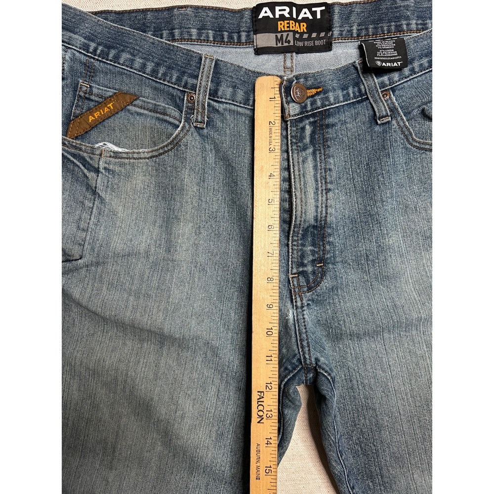 Ariat Rebar M4 Low Rise Boot Cut Jeans Mens 36x30 Whiskering Western Workwear - Picture 5 of 10